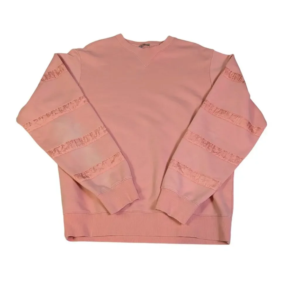 Dior Oblique Sweatshirt Mens XL Coral Pink Logo Sleeve Crewneck Made Italy